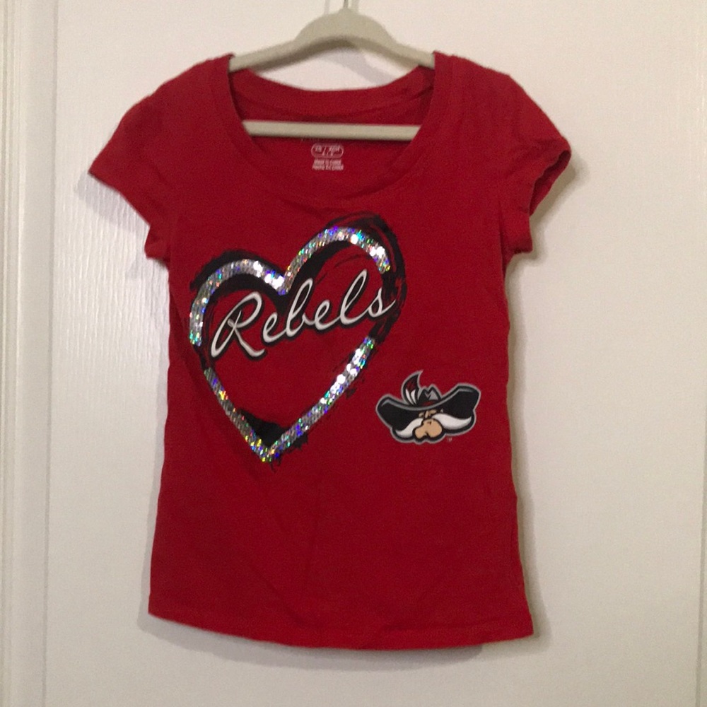 Pro Edge Red Girls Sequin Heart 'Rebels' Tee